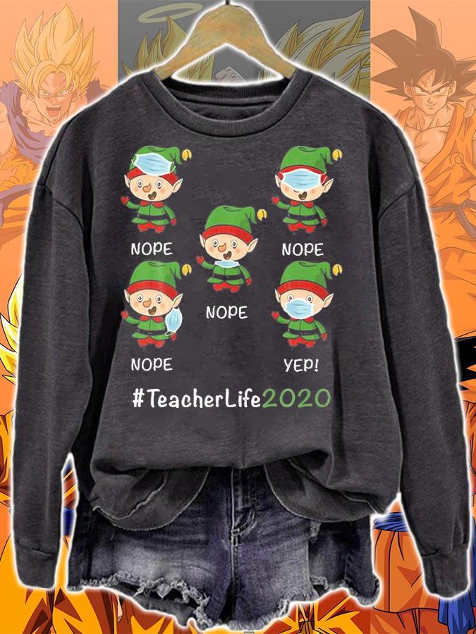 Funny Christmas Teacher life 2020 Elf wearing Mask T-Shirt t-shirt sweatshirt