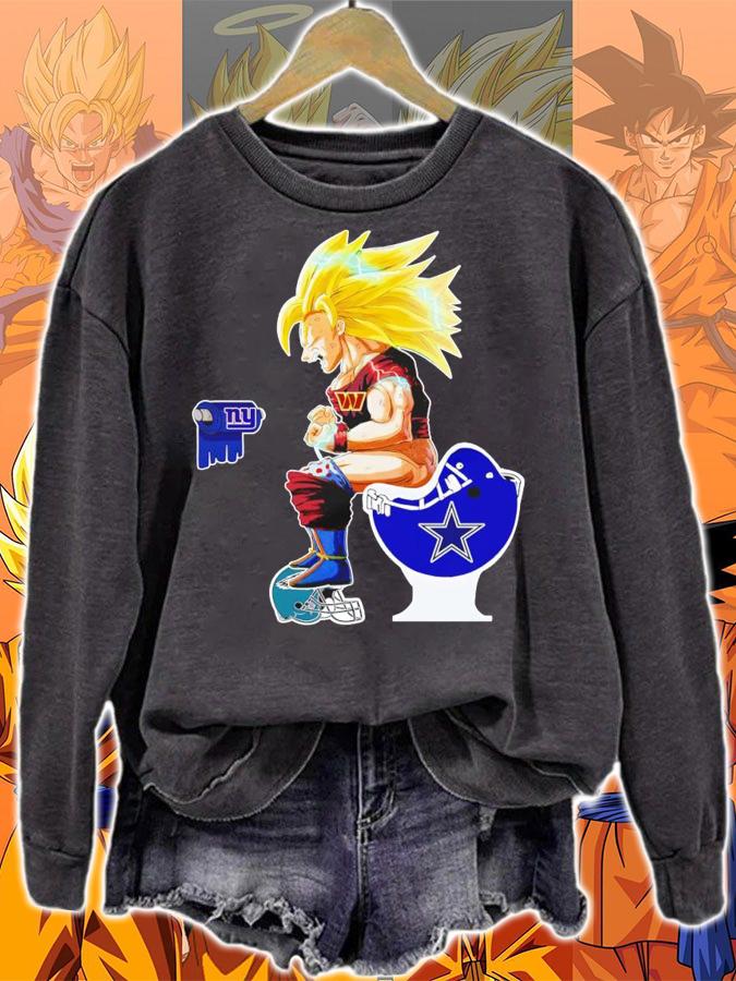 Son Goku Washington Commanders toilet on New York Giants Dallas Cowboys Philadelphia Eagles t-shirt sweatshirt