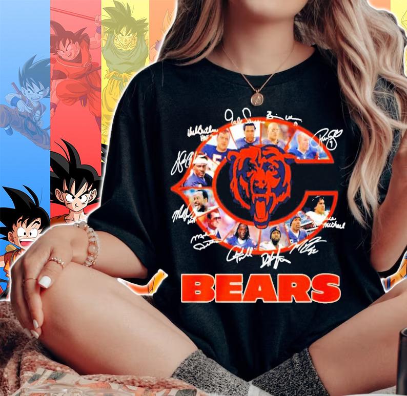 Chicago Bears players signatures t-shirt woman shirt