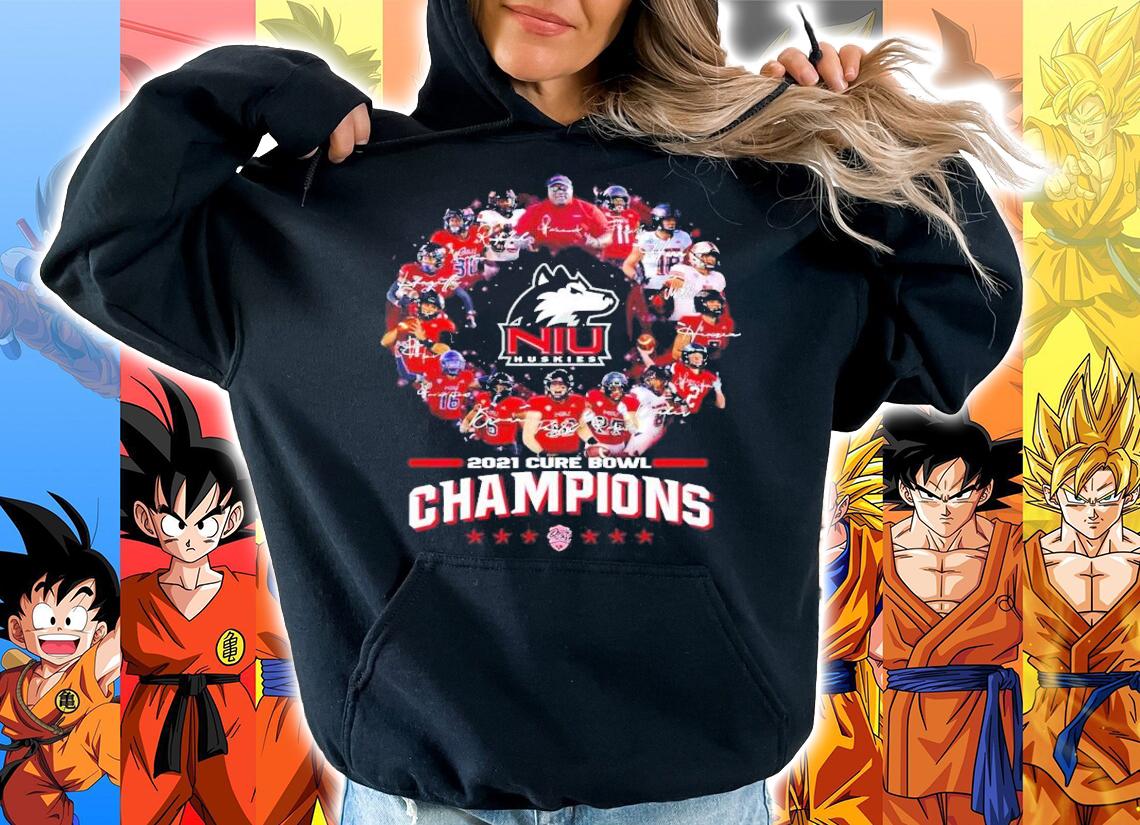 Northern Illinois Huskies football 2021 Cure Bowl Champions Signatures t-shirt hoodie
