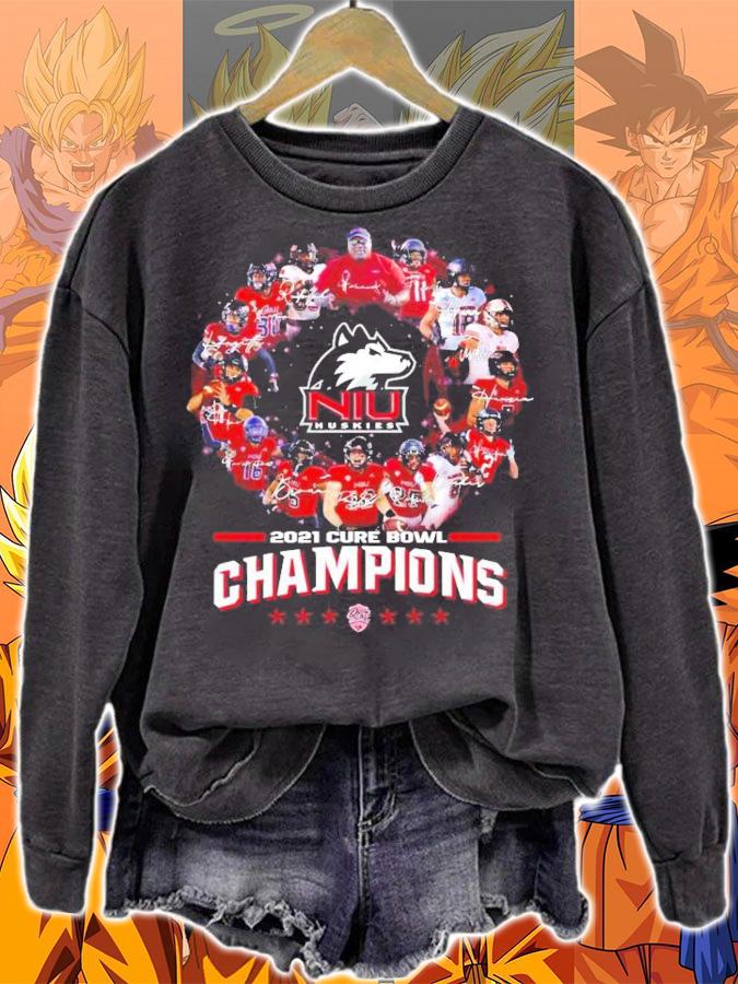 Northern Illinois Huskies football 2021 Cure Bowl Champions Signatures t-shirt sweatshirt
