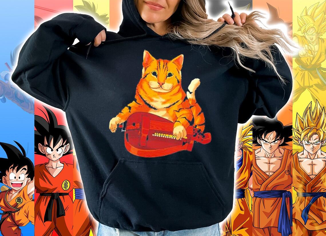 Funny Cat Playing Hurdy Gurdy Gift Cool Kitten Musician T-Shirt hoodie