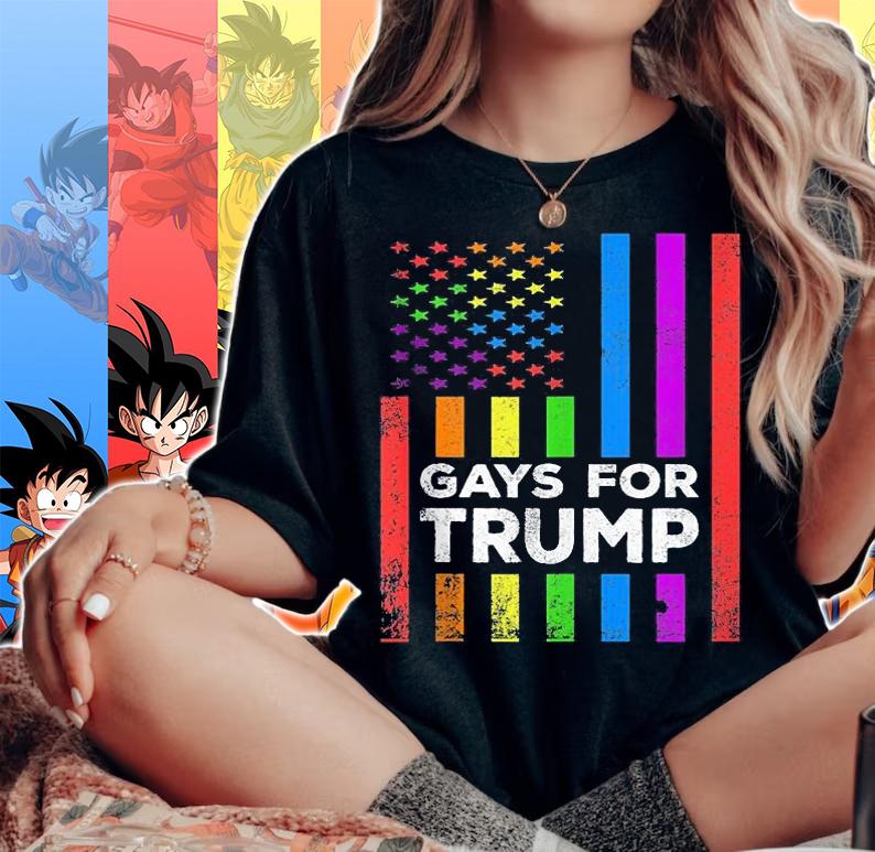 Gay For Trump US American Flag t-shirt woman shirt