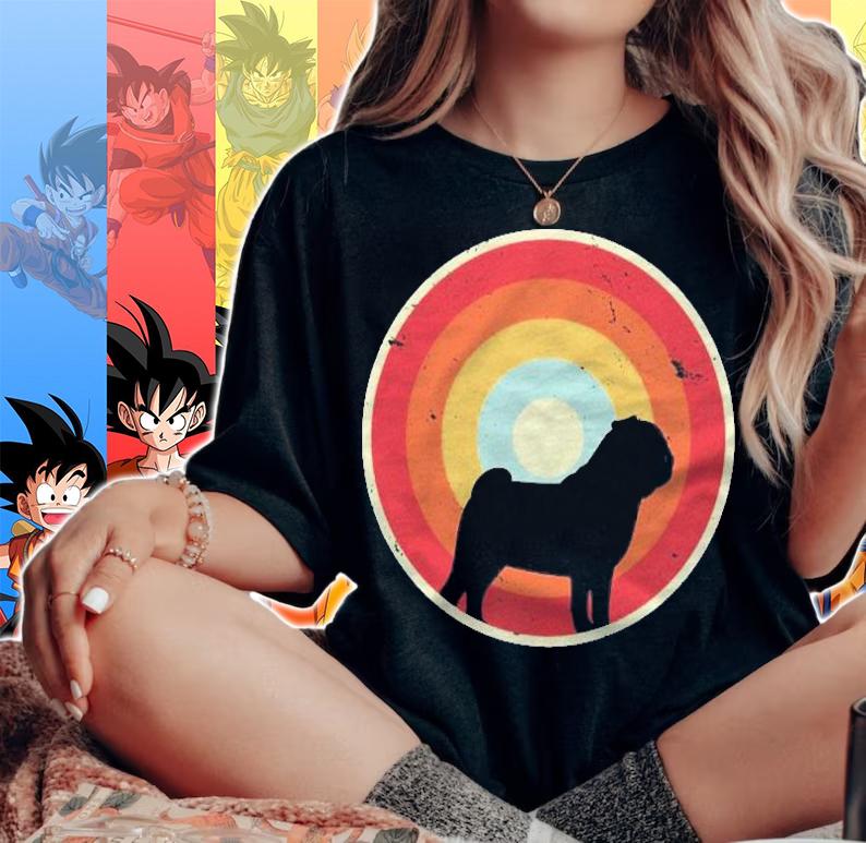 Retro Pug Dog Pet Lover Gift Shirt woman shirt