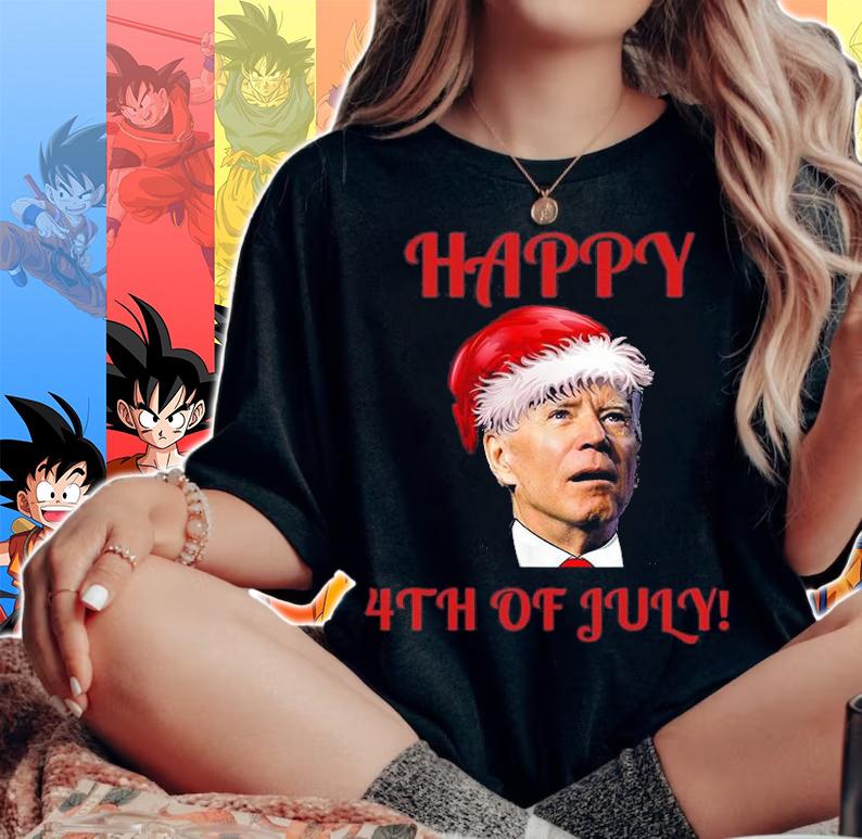 Funny Biden Christmas Happy 4th Of July Red Design T-Shirt woman shirt