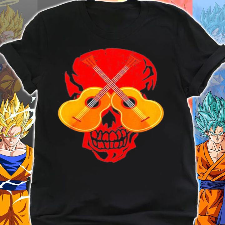 Guitarist Musician Music Skull Guitar Halloween Costume T-Shirt shirt