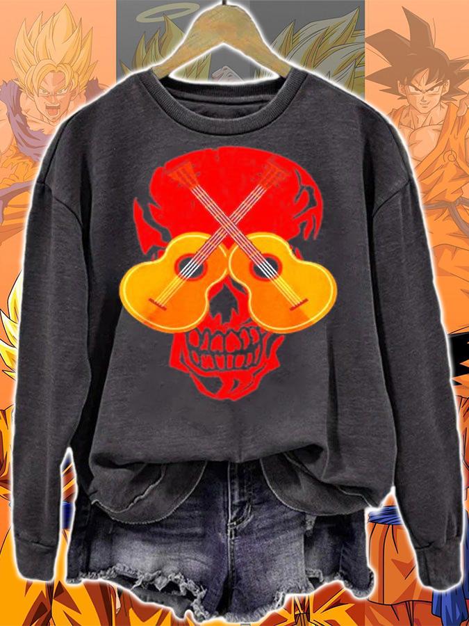 Guitarist Musician Music Skull Guitar Halloween Costume T-Shirt sweatshirt