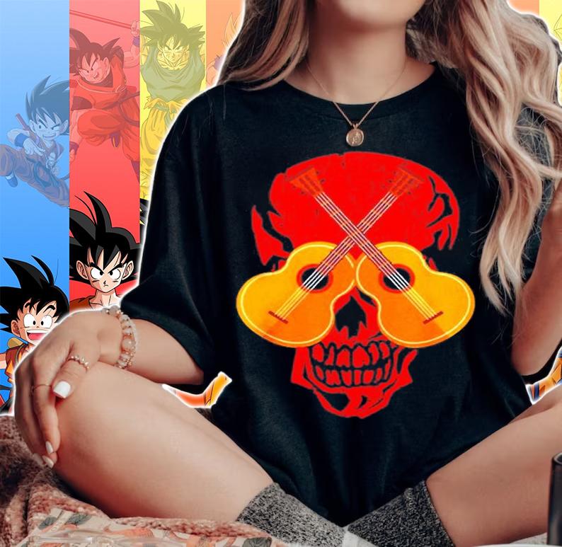 Guitarist Musician Music Skull Guitar Halloween Costume T-Shirt woman shirt