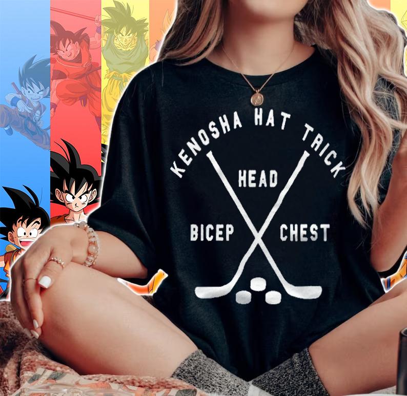 Kenosha hat trick head bicep chest T-shirt woman shirt