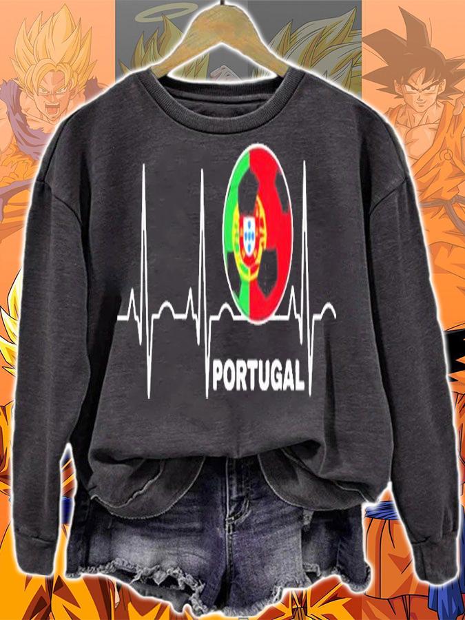 Portugal Soccer Heartbeat Jersey Flag Portuguese Football T-Shirt sweatshirt
