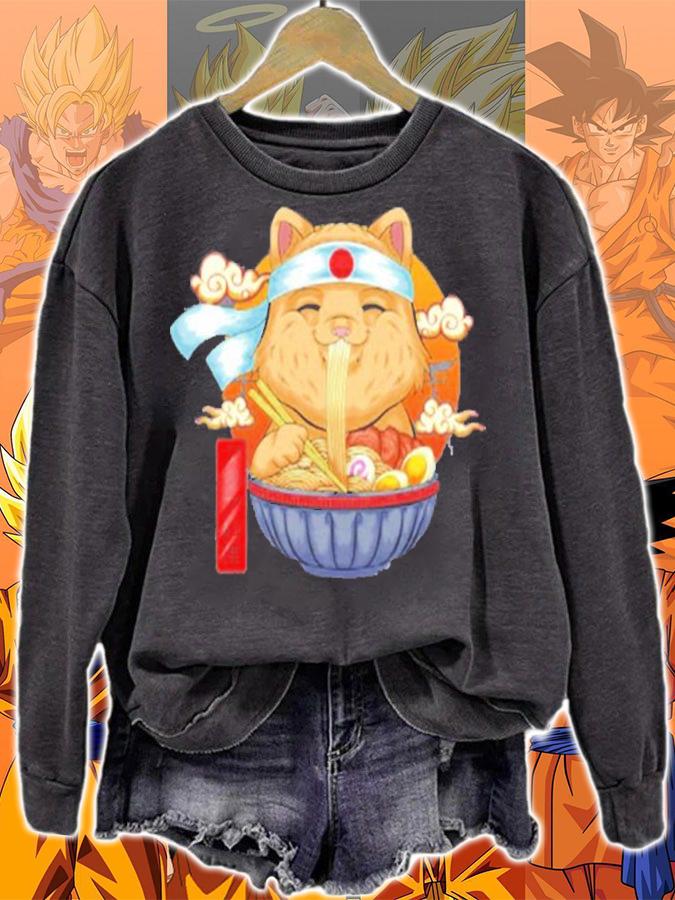Ramen Shirt Cat Kawaii Cute Japanese Anime Cats Women Girls T-Shirt sweatshirt