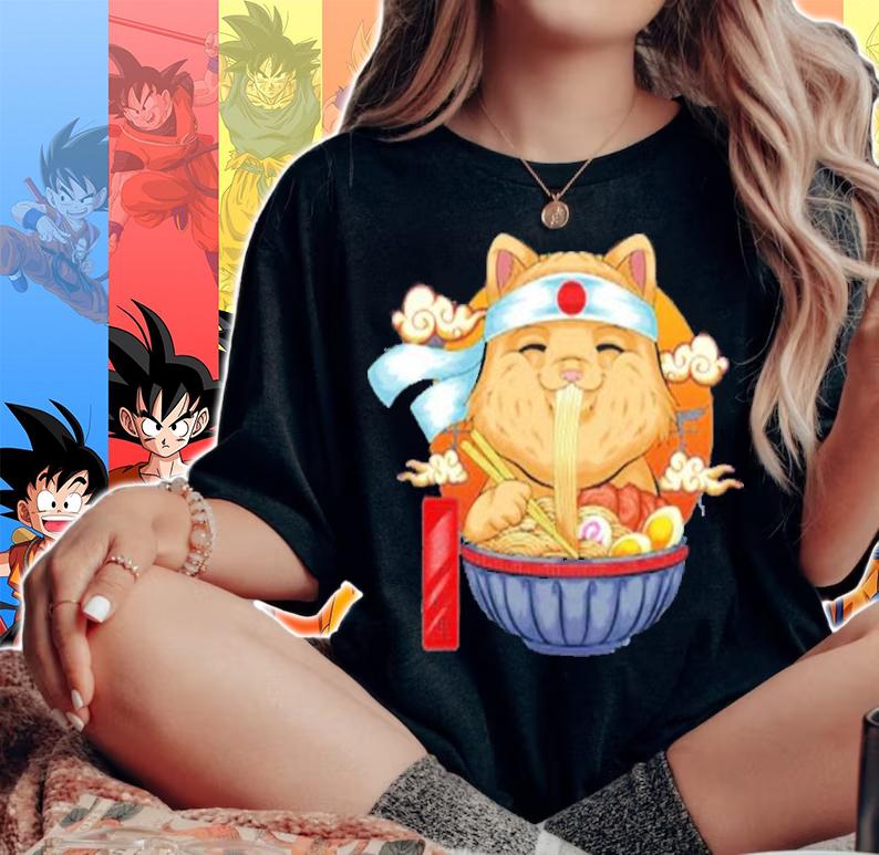 Ramen Shirt Cat Kawaii Cute Japanese Anime Cats Women Girls T-Shirt woman shirt