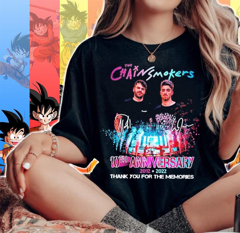 The Chainsmokers 10th Anniversary 2012 2022 Thank You For The Memories Signatures t-shirt woman shirt