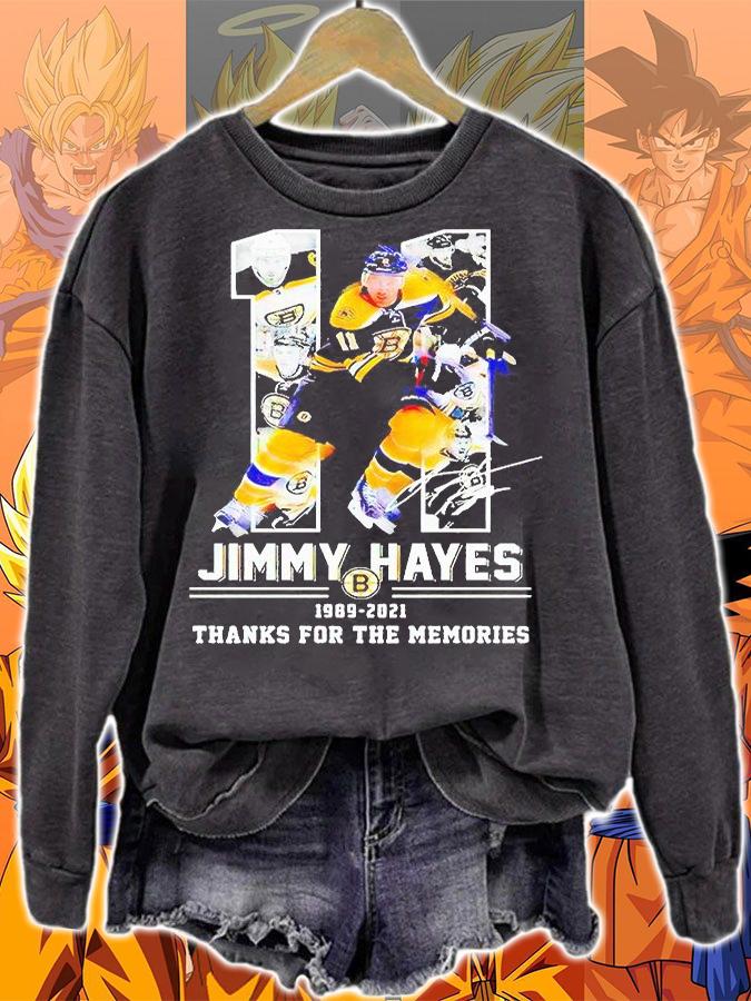 11 Jimmy Hayes 1989 2021 thanks for the memories signature t-shirt sweatshirt
