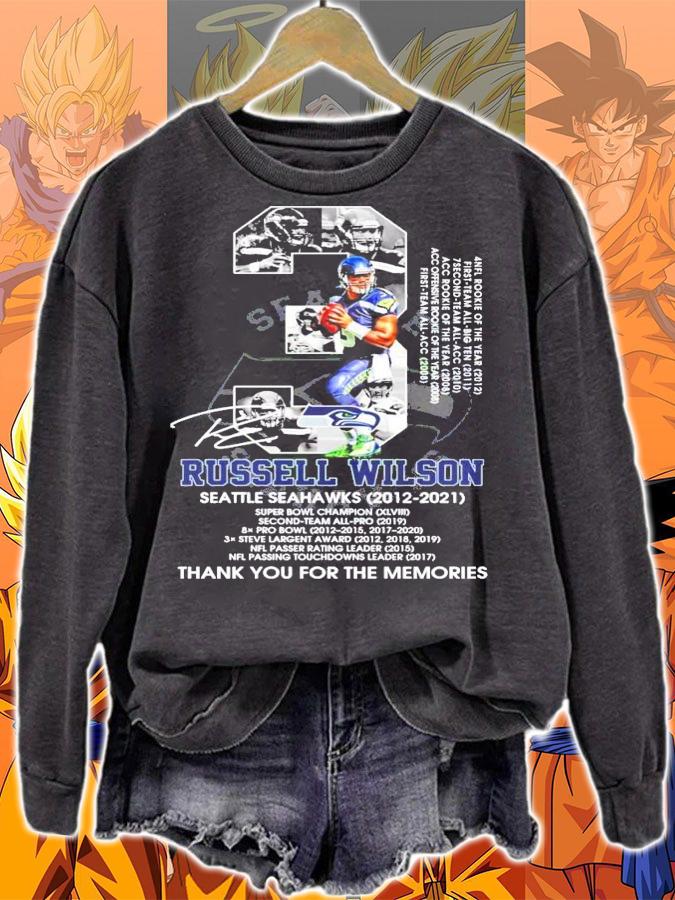 3 Russell Wilson Seattle Seahawks 2012 2021 signature t-shirt sweatshirt