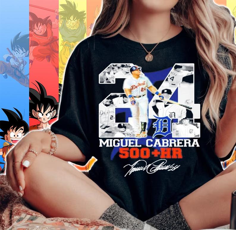 24 Miguel Cabrera 500 HR signature t-shirt woman shirt