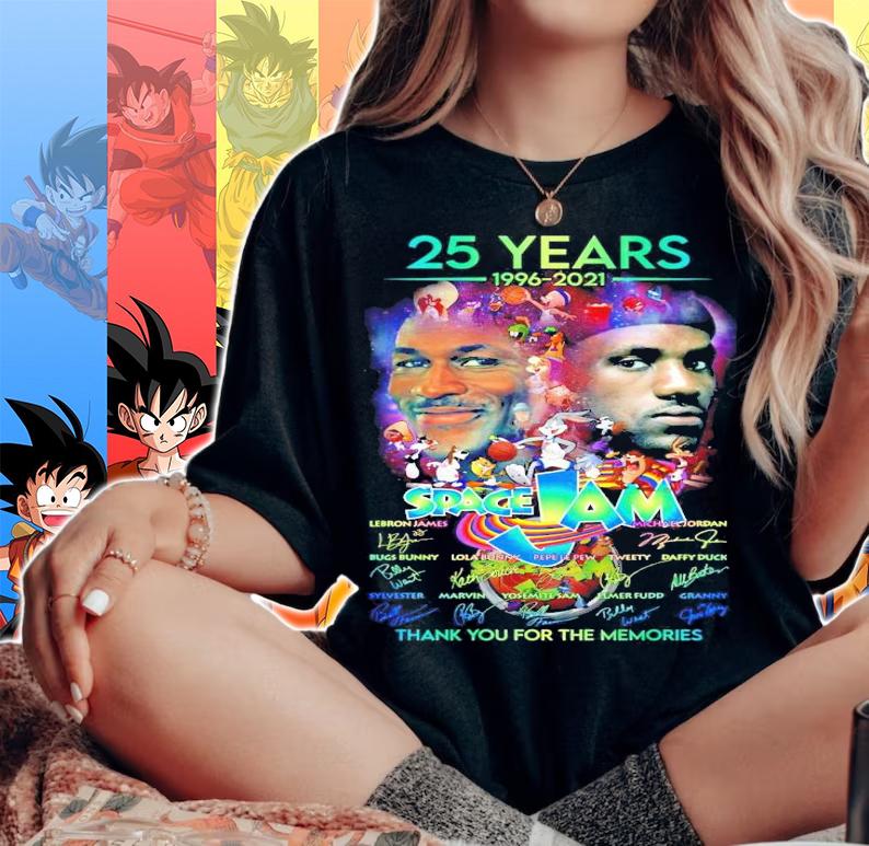 25 years 1996-2021 Space Jam signatures t-shirt woman shirt