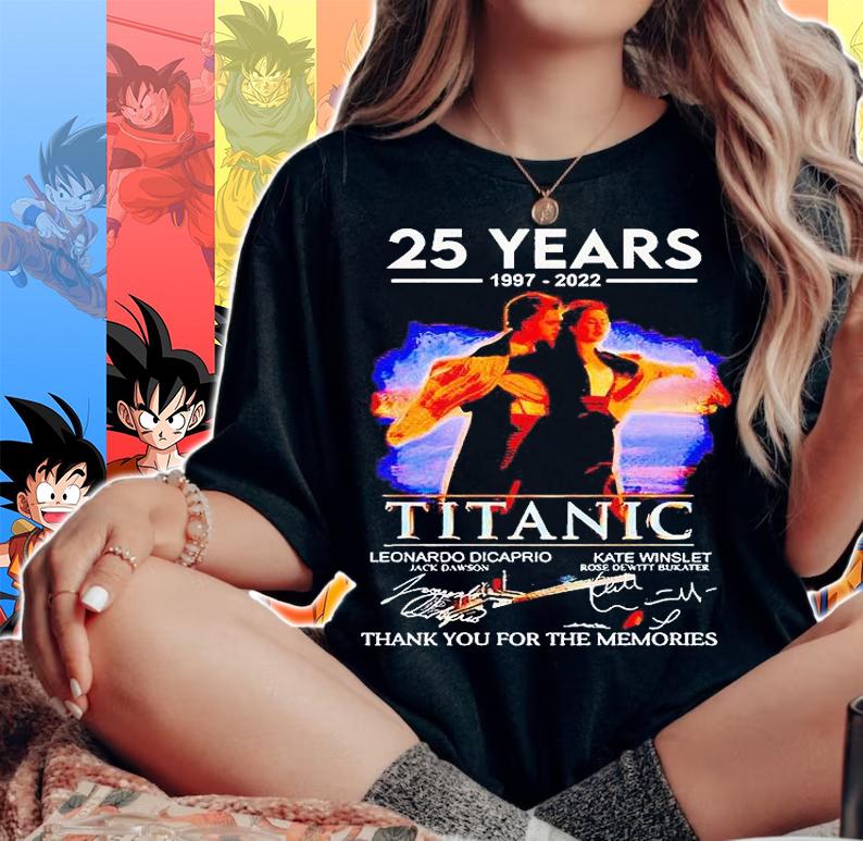 25 years 1997-2022 Titanic thank You for the memories signature t-shirt woman shirt