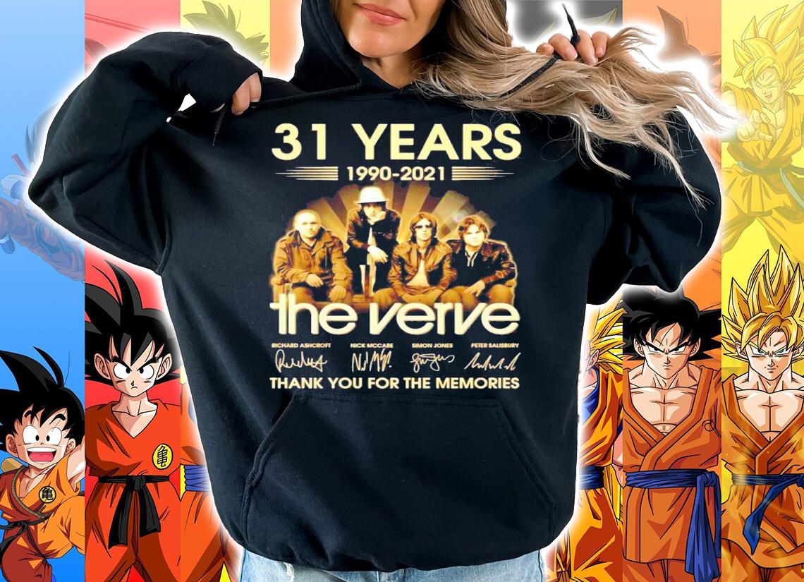 31 years 1990-2021 The Verve signatures thank you for the memories t-shirt hoodie