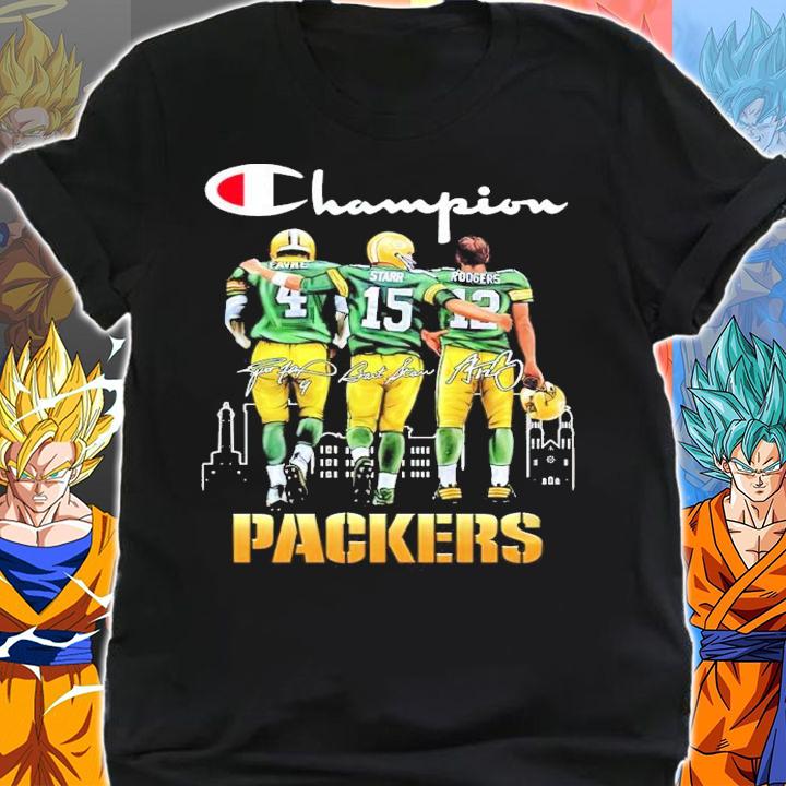 Champion Brett Favre Bart Starr And Aaron Rodgers Green Bay Packer Signatures Shirt shirt