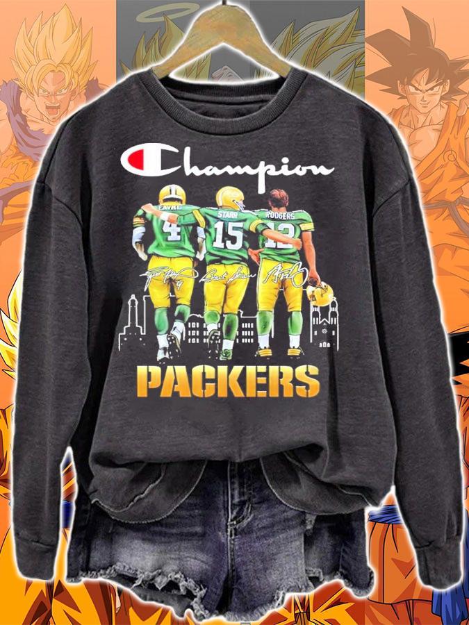 Champion Brett Favre Bart Starr And Aaron Rodgers Green Bay Packer Signatures Shirt sweatshirt