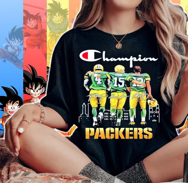 Champion Brett Favre Bart Starr And Aaron Rodgers Green Bay Packer Signatures Shirt woman shirt