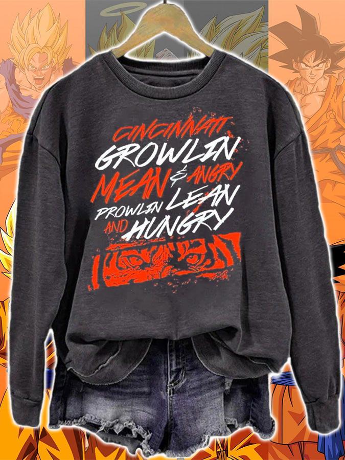 Cincinnati Football Growlin Mean And Angry Prowlin Lean And Hungry Shirt sweatshirt