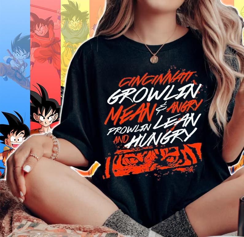 Cincinnati Football Growlin Mean And Angry Prowlin Lean And Hungry Shirt woman shirt