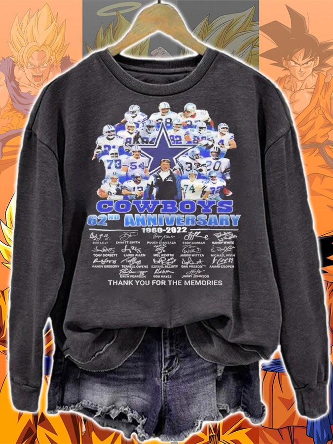 Cowboys 62nd Anniversary 1960-2022 Signatures Thank You For The Memories Shirt sweatshirt