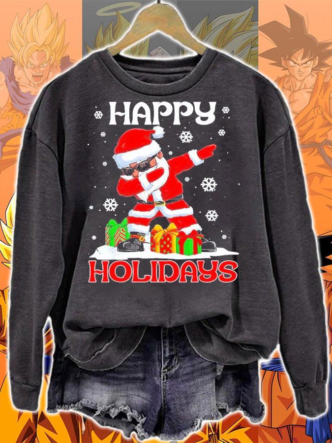 Dabbing Black Happy Holidays African American Santa Claus PNG T-Shirt sweatshirt