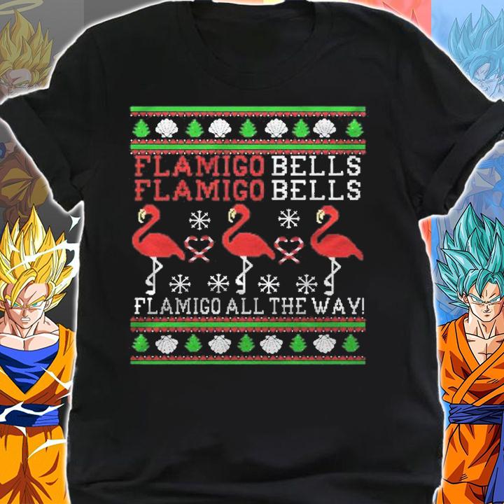 Flamingo Bells All The Way Ugly Christmas Funny Holiday Shirt shirt