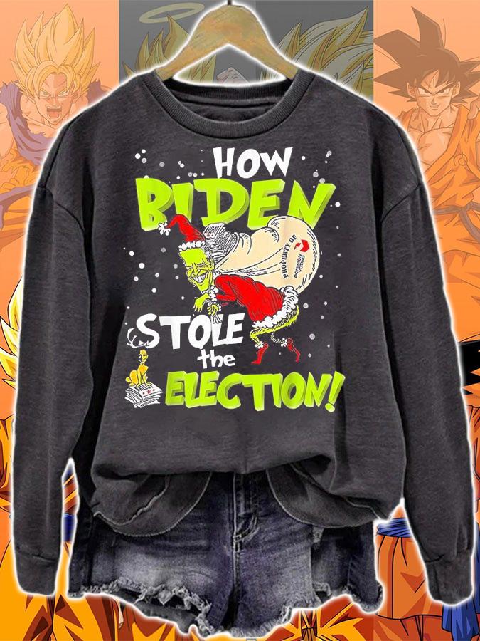 Funny AntiBiden How Biden Stole The Election Christmas T-Shirt sweatshirt