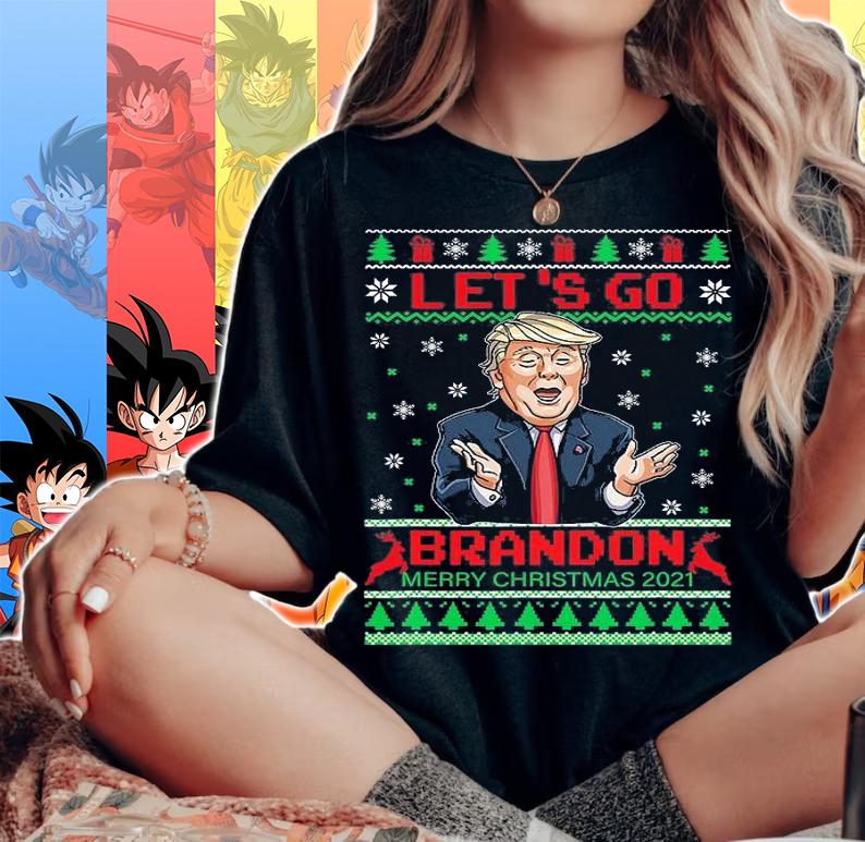 Funny Let's Go Bandon Trump 2024, Let's Go Brandon Ugly Merry Christmas 2021 T-Shirt woman shirt
