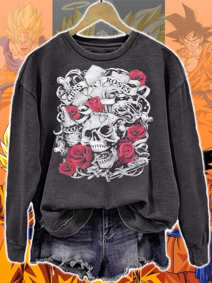 Guns N Roses Official Flourish Skull Pink Roses Shirt sweatshirt