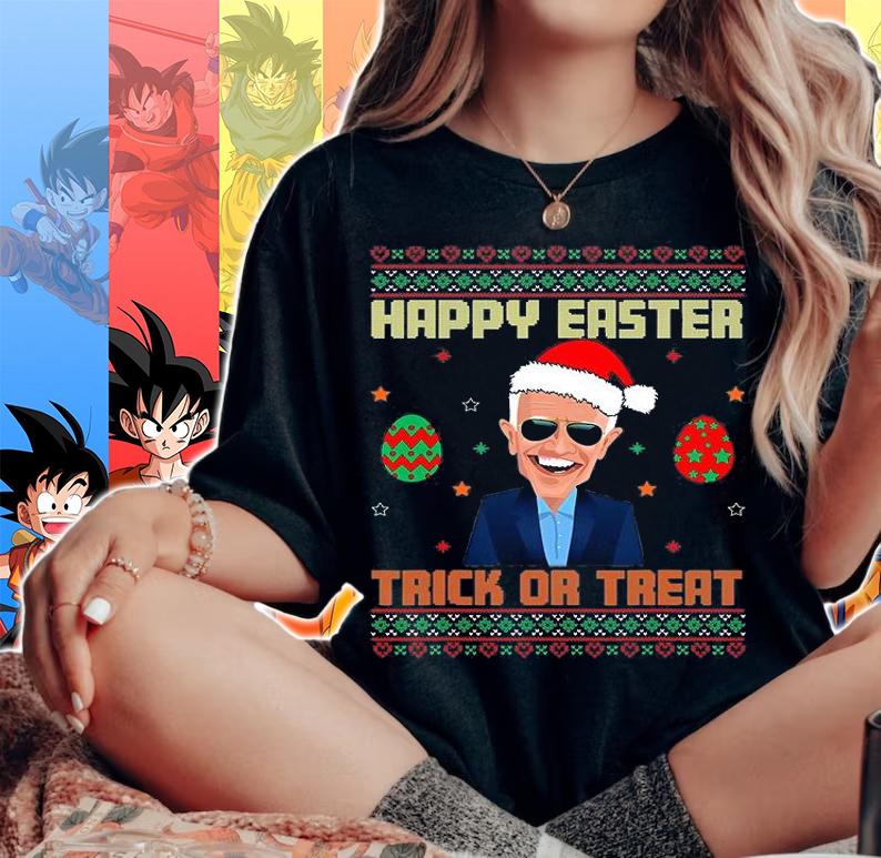 Happy Easter Trick Or Treat Anti Joe Biden Christmas Holiday 2021 T-Shirt woman shirt