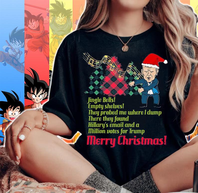 Jingle Bells Empty Shelves Funny Biden Merry Christmas T-Shirt woman shirt