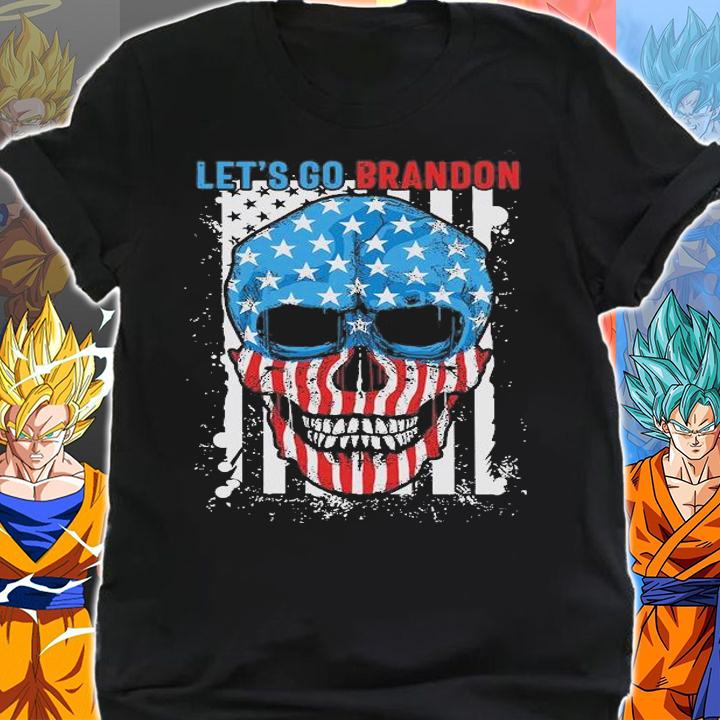 Let's Go Brandon Skull American Flag Red Blue T-Shirt shirt