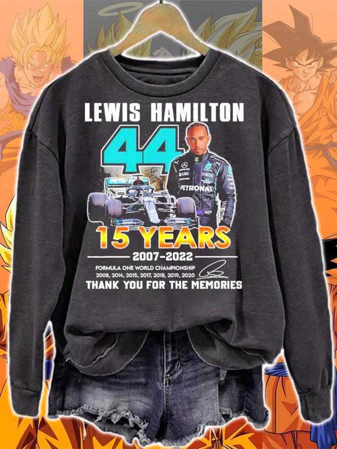 Lewis Hamilton 15 Years 2007-2022 Signatures Thank You For The Memories Shirt sweatshirt