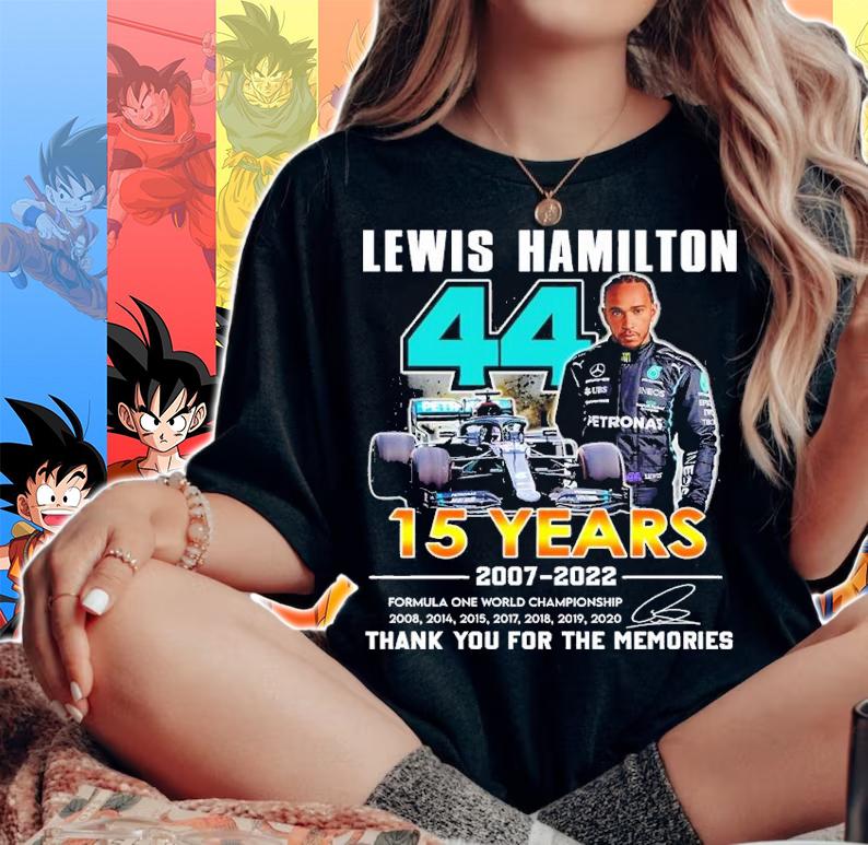 Lewis Hamilton 15 Years 2007-2022 Signatures Thank You For The Memories Shirt woman shirt