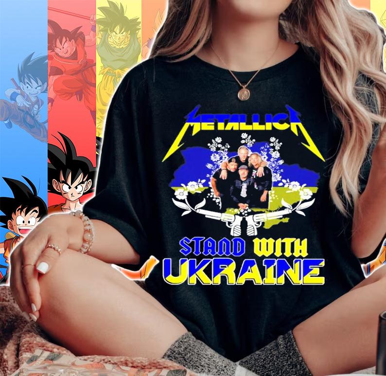 Metallica Rock Band Stand With Ukraine Shirt woman shirt