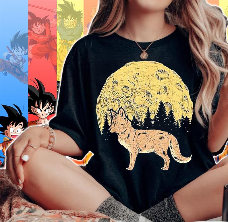 Night Forest Pack Animal Wildlife Wild Predator Moon Wolf T-Shirt woman shirt