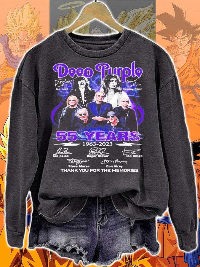 Official Deep Purple 55 Years 1963-2023 Signatures Thank You For The Memories Shirt sweatshirt