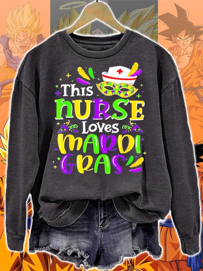 This Nurse Loves Mardi Gras Party Carnival Parade Costume T-Shirt sweatshirt