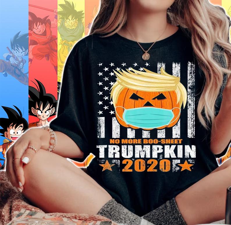 Trumpkin Mask No More Boo Sheet 2020 USA Flag T-shirt woman shirt