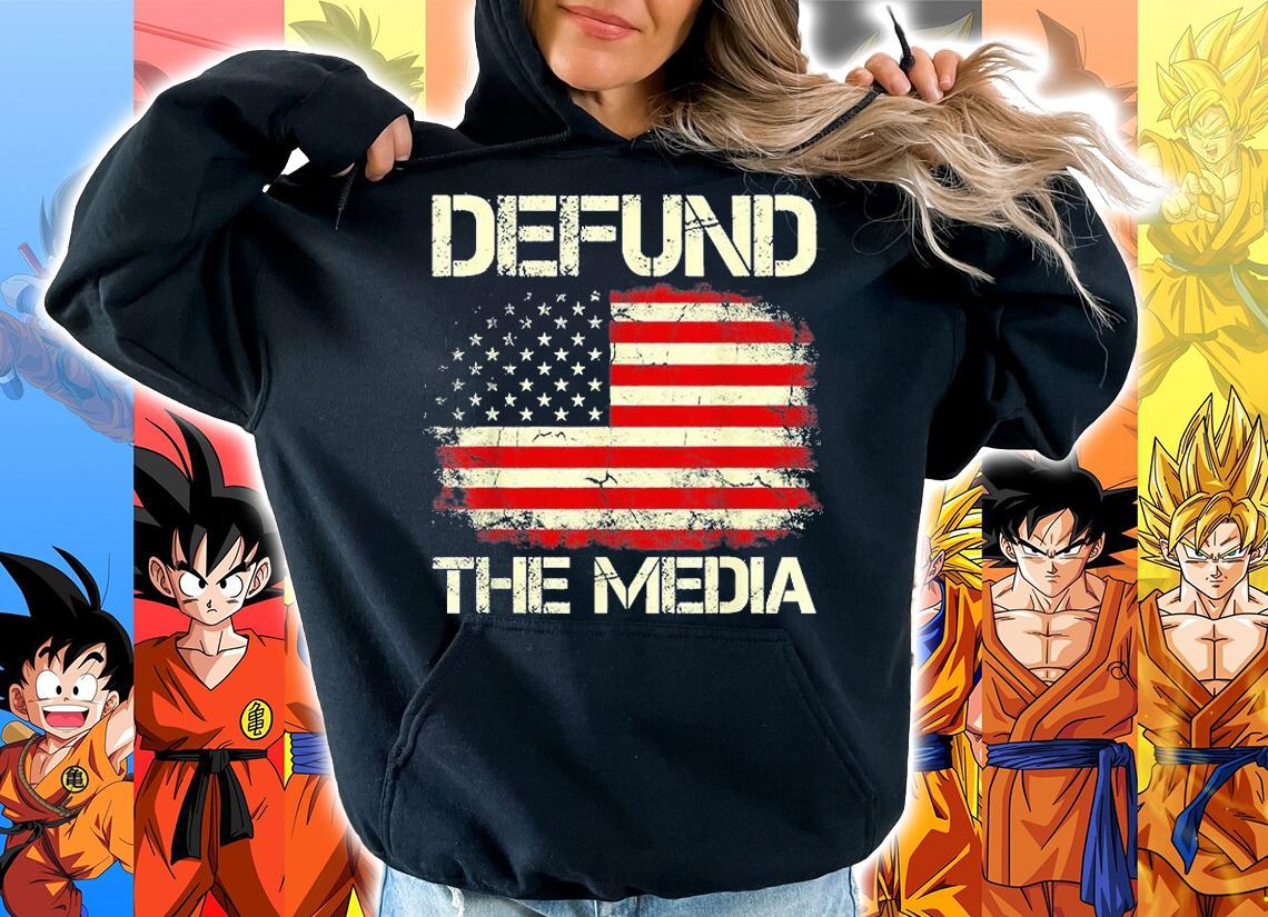 Vintage American Flag Defund The Media T-Shirt hoodie