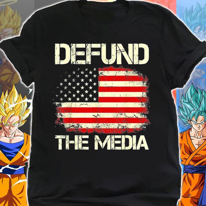 Vintage American Flag Defund The Media T-Shirt shirt