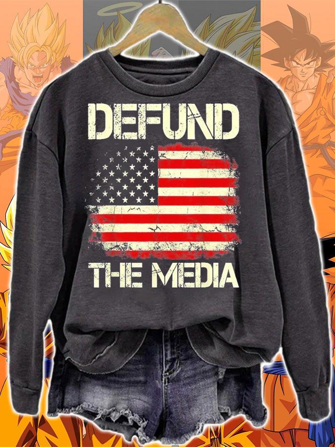 Vintage American Flag Defund The Media T-Shirt sweatshirt