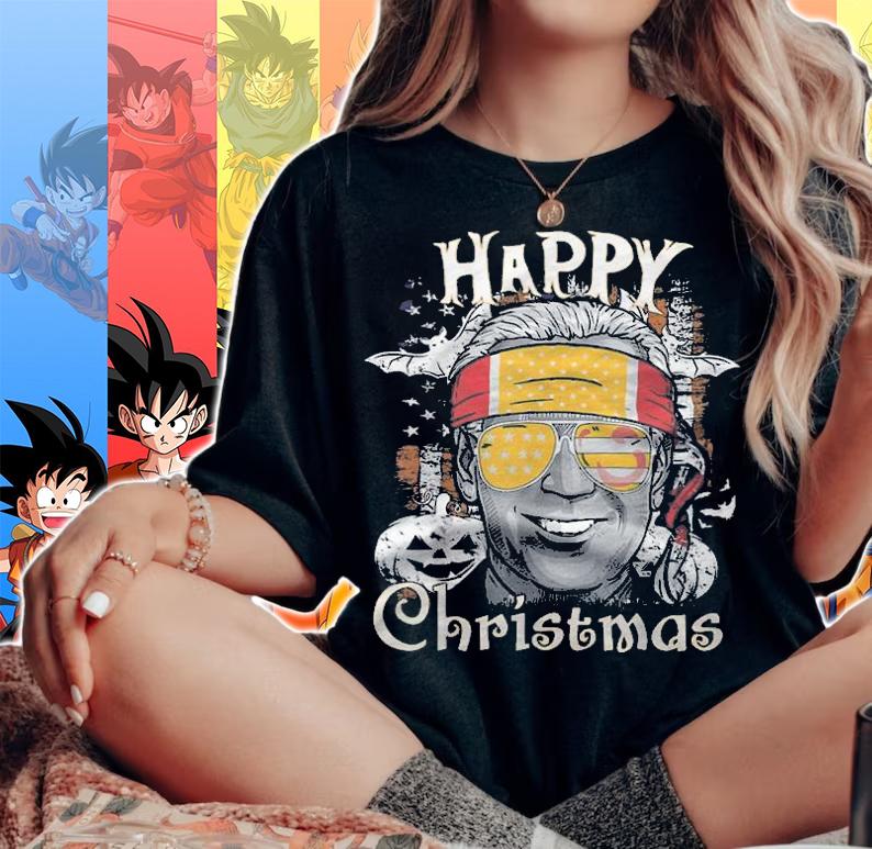 Vintage Anti Joe Biden Happy Christmas Halloween Pumpkin T-Shirt woman shirt
