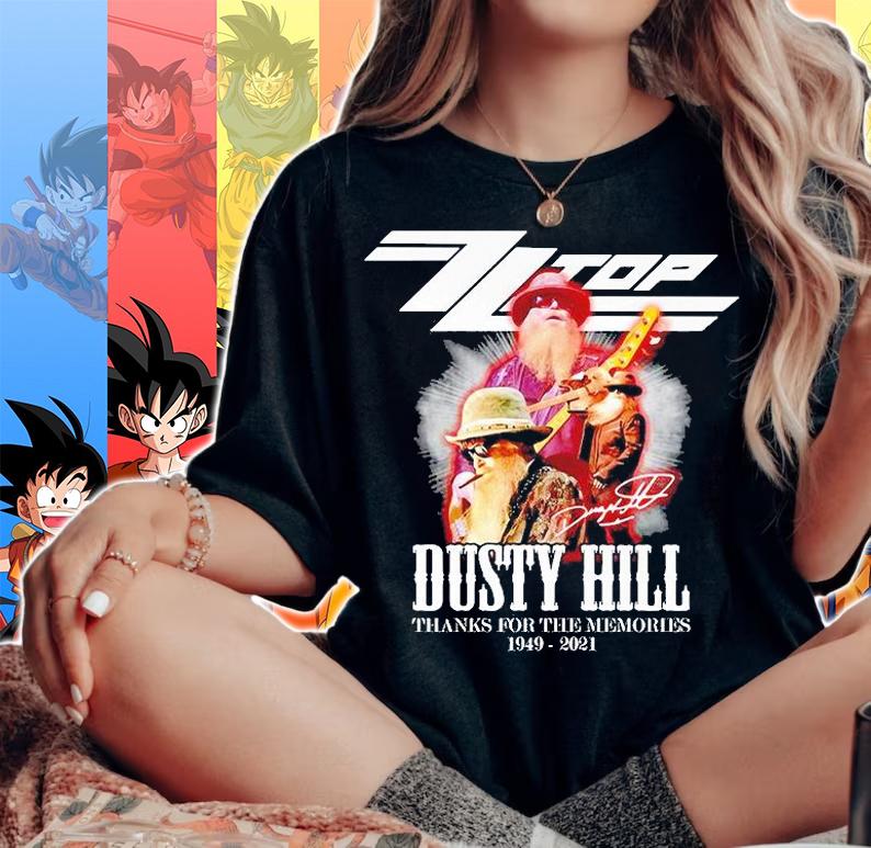 ZZ Top Dusty Hill thank you for the memories signature 1949-2021 t-shirt woman shirt