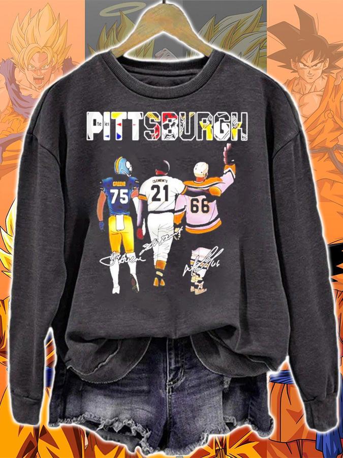 Pittsburgh Kevin Greene Roberto Clemente Mario Lemieux signature shirt sweatshirt